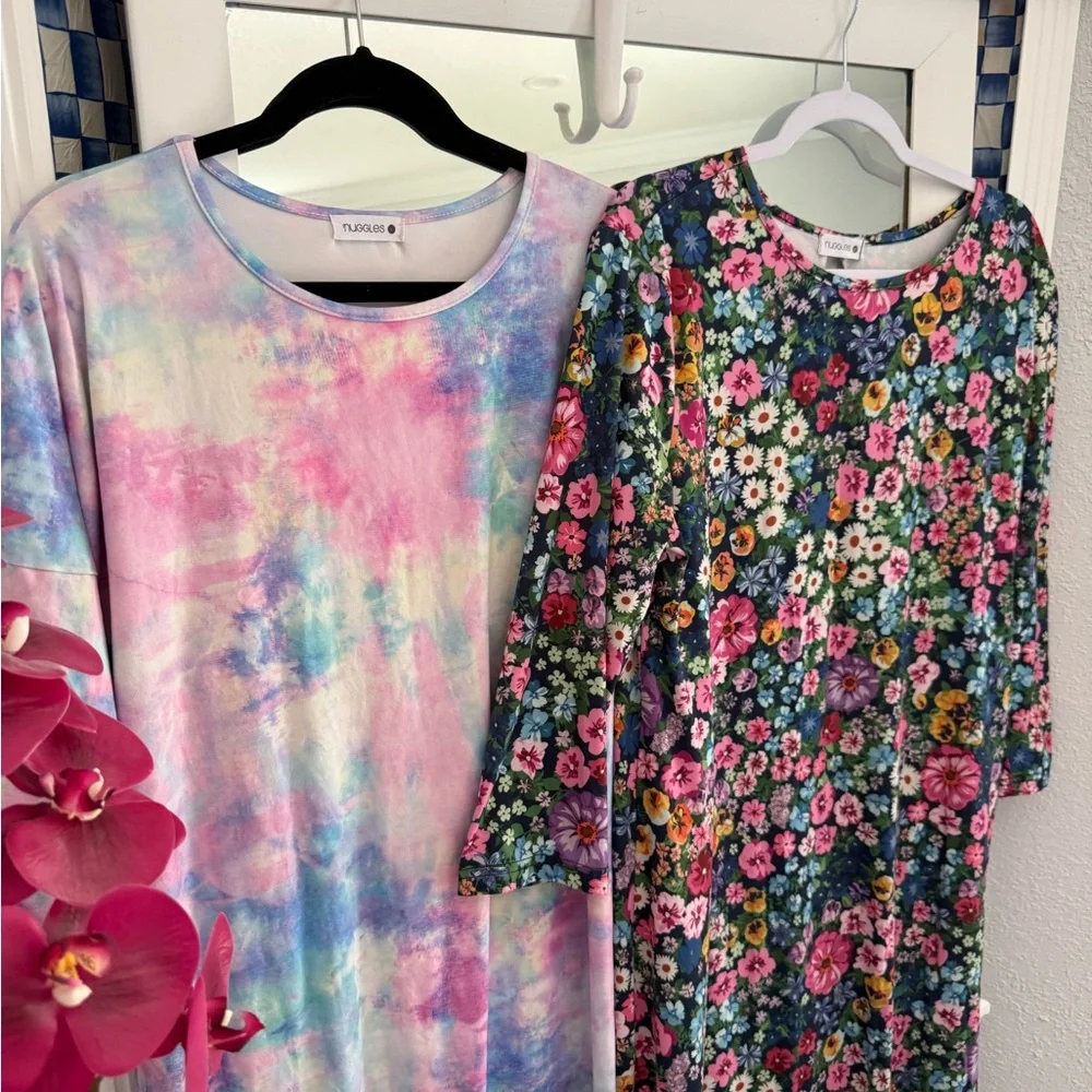 BUNDLE NUGGLES Tie-Dye Kate Dress and Floral Layering Dress - Picture 4 of 4